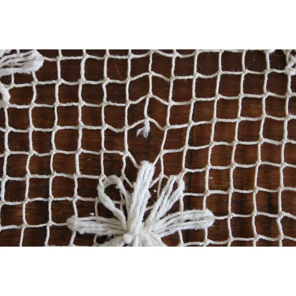 Vintage Handmade Crochet Lace White Tablecloth Shabby Chic Scallop 64